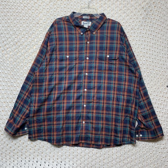 Duluth Untucked Standard Fit Shirt Men 3XL Blue Green Plaid Button Down Long SLV - Picture 1 of 12